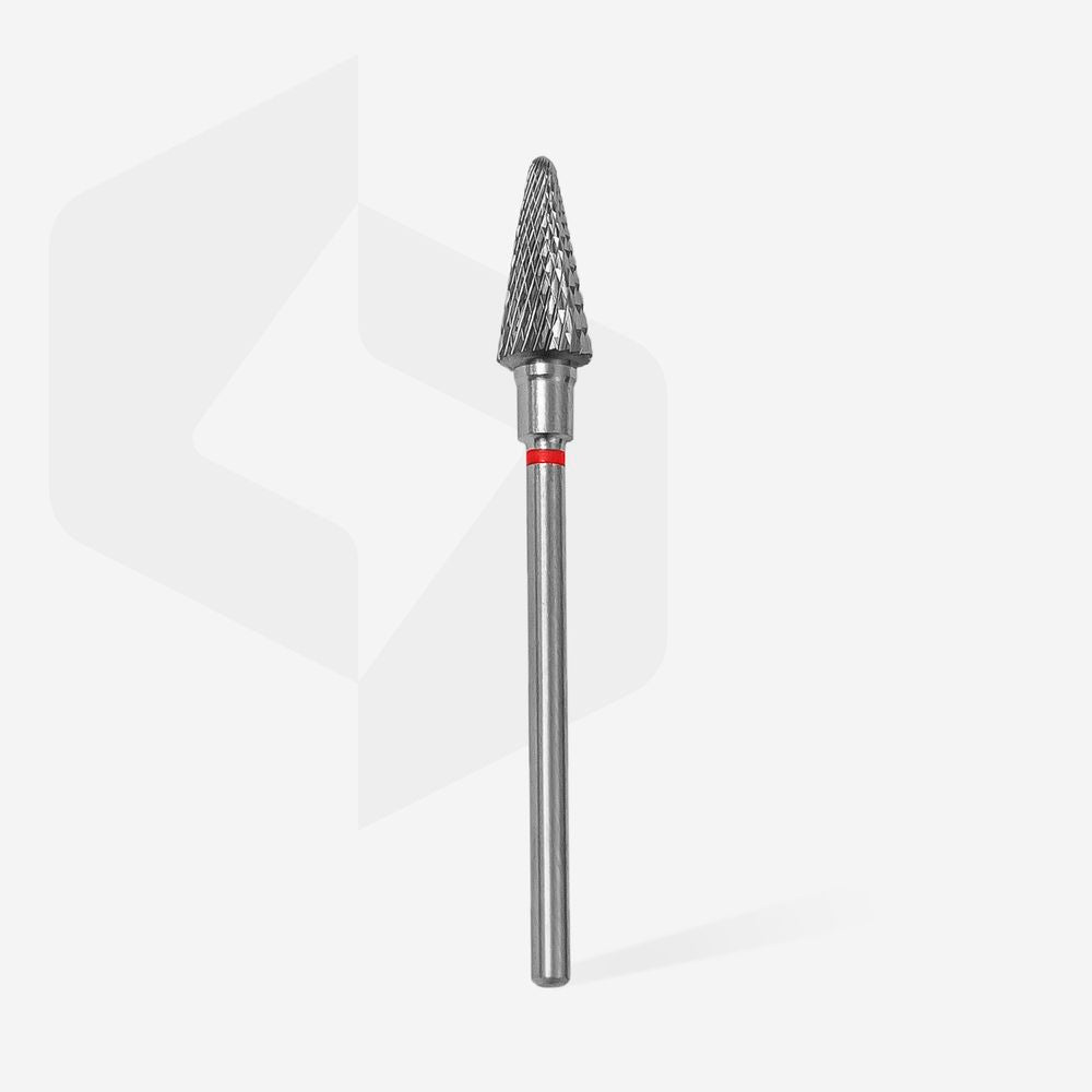 Staleks Carbide nail drill bit cone red EXPERT head diameter 6 mm / working part 14 mm
