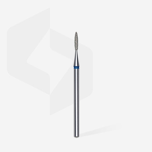 Diamond nail drill bit, “flame” , blue, head diameter 1.6 mm/ working part 8 mm