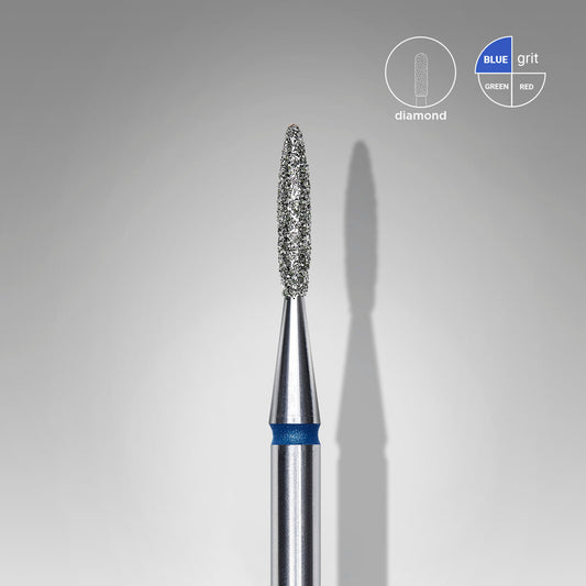 Staleks Diamond nail drill bit pointed flame blue EXPERT head diameter 1,6 mm / working part 8 mm