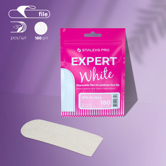 Disposable white files for pedicure grater EXPERT 10 grit (30 pcs)