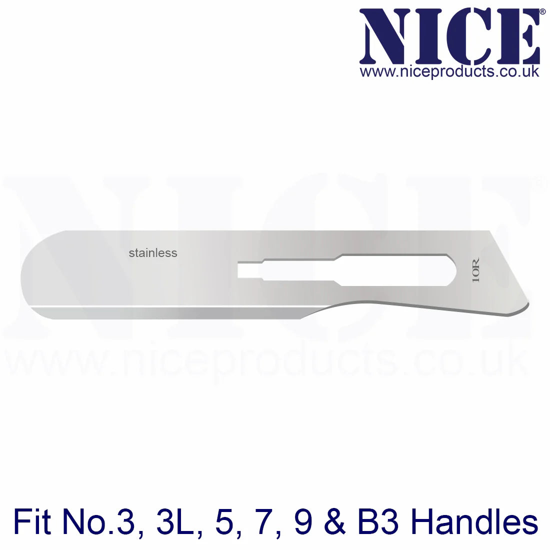NICE® No.10R Sterile Stainless Steel Surgical Blades SS10R (Box of 100) for Dermaplaning