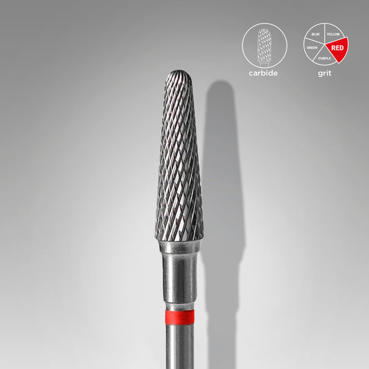 Staleks Carbide Nail Drill Bit – “Frustum” Red, Fine Crosscut