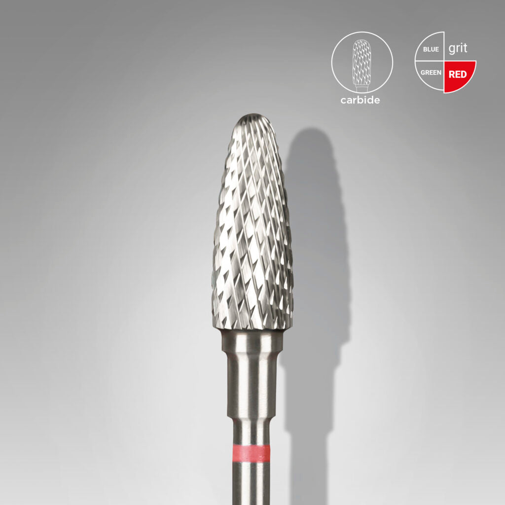 Staleks Carbide nail drill bit corn red EXPERT head diameter 5 mm / working part 13 mm